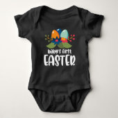 Floral Wreatof Eggs Baby's First Easter Newborn Romper (Voorkant)