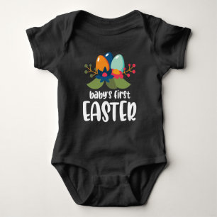 Floral Wreatof Eggs Baby's First Easter Newborn Romper