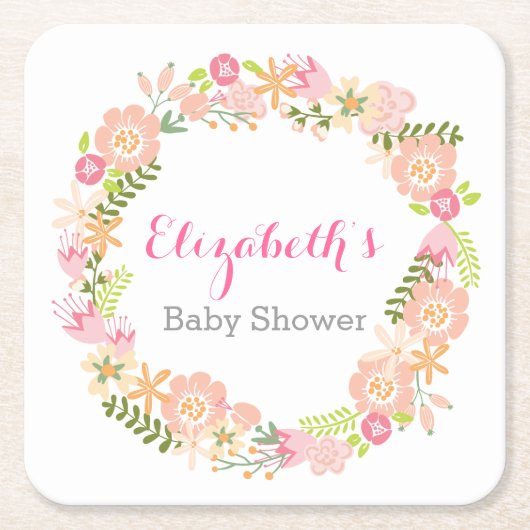 Floral Wreator Baby shower Onderzetters (Voorkant)