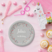 Floral Wreator  Birthday Paper Borden Papieren Bordje (Feest)