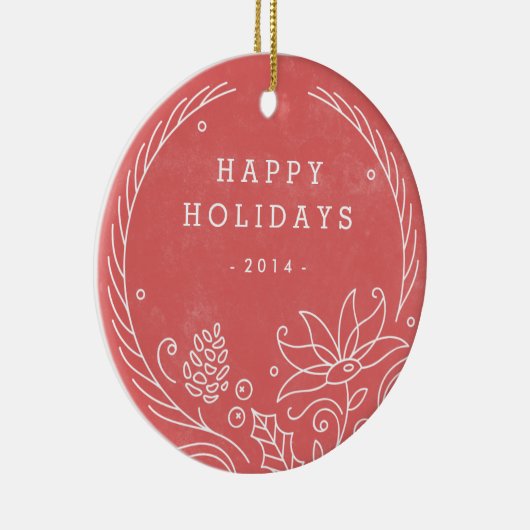 Floral Wreator Ceramic Ornament - Holly (Rechts)