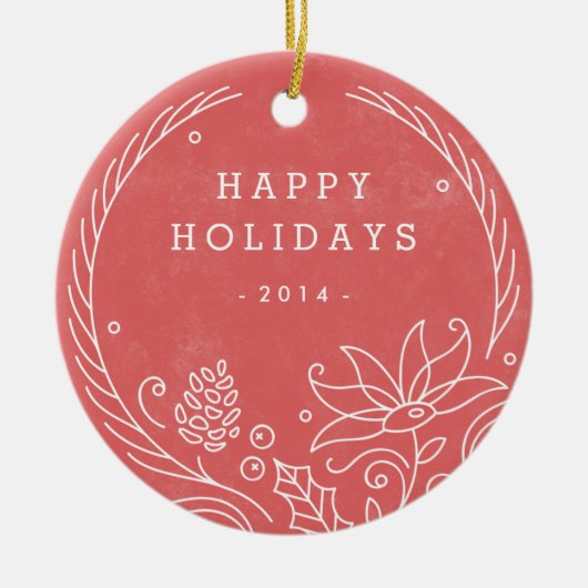 Floral Wreator Ceramic Ornament - Holly (Voorkant)