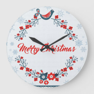 Floral Wreator en Bird Grote Klok