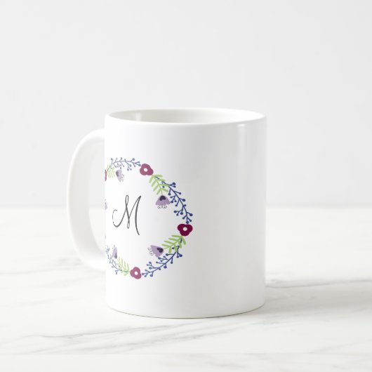 Floral Wreator Initiaal Coffee Mok (Voorkant links)