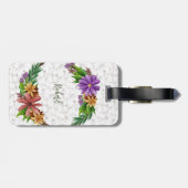 Floral Wreator Initiaal Letter Monogram Name Marbl Bagagelabel (Achterkant horizontaal)