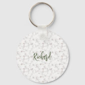 Floral Wreator Initiaal Letter Monogram Name Marbl Sleutelhanger (Achterkant)