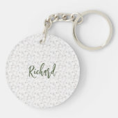 Floral Wreator Initiaal Letter Monogram Name Marbl Sleutelhanger (Achterkant)