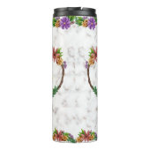 Floral Wreator Initiaal Letter Monogram Name Marbl Thermosbeker (Achterkant)