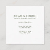 Floral Wreator Initiaal Letter Monogram Name Marbl Vierkante Visitekaartje (Achterkant)