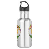 Floral Wreator Initiaal Letter Monogram Name Marbl Waterfles (Achterkant)