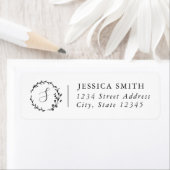 Floral Wreator Monogram Aangepast adres voor retou Etiket (Insitu)