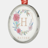 Floral wreator Monogram, aangepaste naam Metalen Ornament (Links)