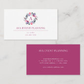 Floral Wreator Monogram Waterverf Visitekaartje (Voorkant / Achterkant)