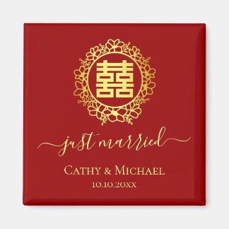 Floral wreator net getrouwd met een rode Chinese b Magneet