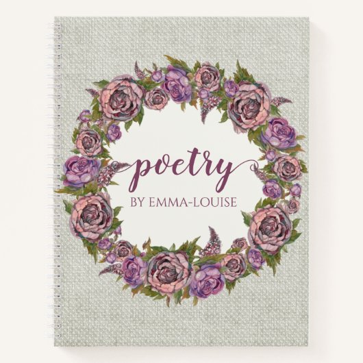 Floral Wreator Personalized Poetry Notitieboek (Voorkant)