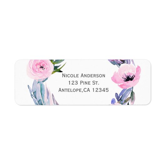 Floral Wreator Waterverf Elegant Vrijgezellenfeest Etiket (Voorkant)