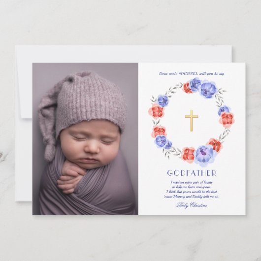 Floral WreatPhoto Godfather-kaartje Kaart (Voorkant)
