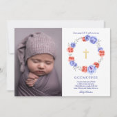 Floral WreatPhoto Godmoeder-kaartje Kaart (Voorkant)