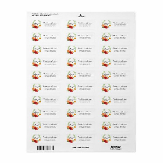 Floral WreatReturn Address Label (Full Sheet)