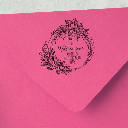 Floral Wreats het Adres van de Terugkeer van de Fa Rubberstempel