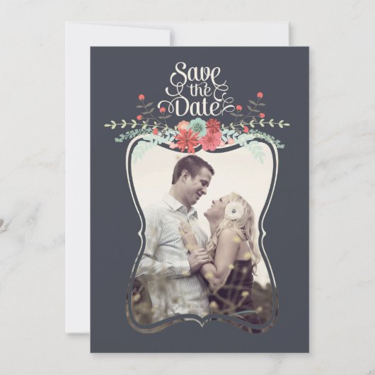 Floral Wreats Save the Date Photo Cards Kaart (Voorkant)