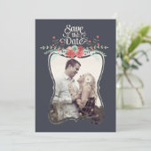 Floral Wreats Save the Date Photo Cards Kaart (Staand voorkant)