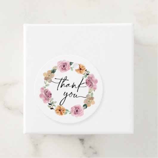 Floral Wreatscript Bedankt Bedankjes Labels (In situ)