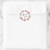 Floral Wreatscript Bedankt Ronde Sticker (Tas)