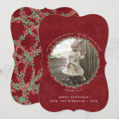 Floral Wreatscripting kerstfotokaart Feestdagenkaart (Voorkant / Achterkant)