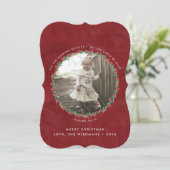 Floral Wreatscripting kerstfotokaart Feestdagenkaart (Staand voorkant)