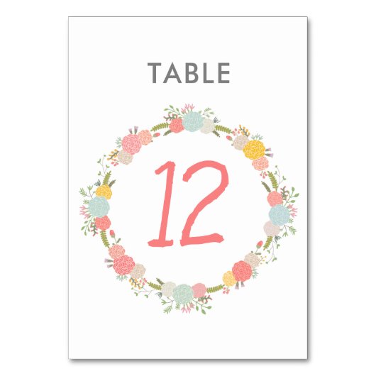 Floral Wreattable Number Kaart (Voorkant)