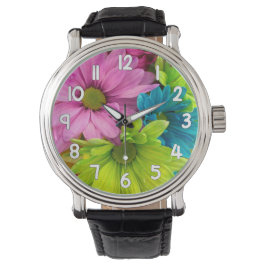 Floral Wrist Watch – Pink Green Blue Flower Horloge