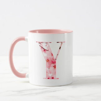 Floral Y Initial Mug | Personalized Name & Traits Mok
