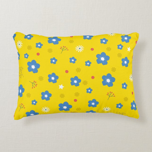Floral Yellow Accent Pillow Kussen (Voorkant)