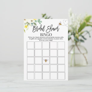 Floral Yellow Bee Bingo Game Kaart