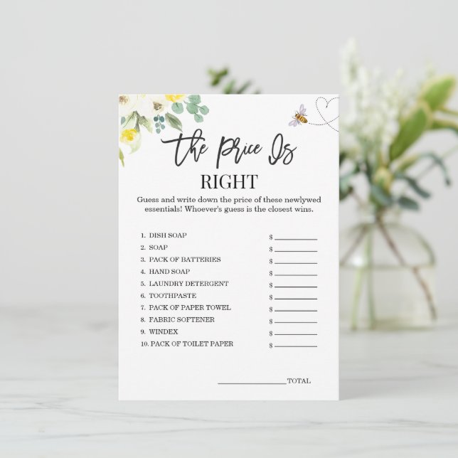 Floral Yellow Bee De prijs is de juiste spel Kaart (Staand voorkant)