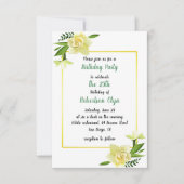 Floral Yellow Birthday Party Invitation Kaart (Voorkant)