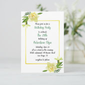 Floral Yellow Birthday Party Invitation Kaart (Staand voorkant)