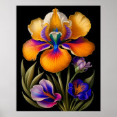 Floral Yellow Blue Botanical Illustratie Poster (Voorkant)