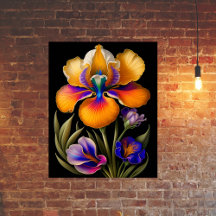 Floral Yellow Blue Botanical Illustratie