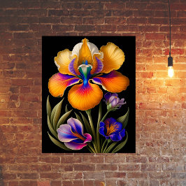 Floral Yellow Blue Botanical Illustratie Poster