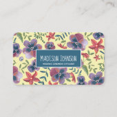 Floral yellow boho Waterverf Flowers Visitekaartje (Voorkant)