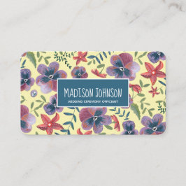 Floral yellow boho Waterverf Flowers Visitekaartje