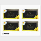 Floral Yellow Brown Glitter Black Product Labels (Vel)