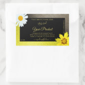 Floral Yellow Brown Glitter Black Product Labels (Tas)