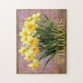Floral Yellow Daffodil Spring Flowers Monogram Legpuzzel (Verticaal)