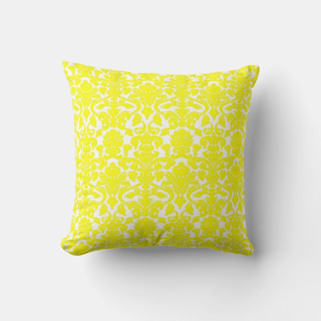  Floral Yellow Damask Seal Pillow Kussen (Voorkant)