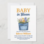 Floral Yellow Denim Pocket Baby In Bloom Shower Kaart (Voorkant)