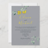 Floral Yellow en Gray Minimony Wedding Kaart (Voorkant)