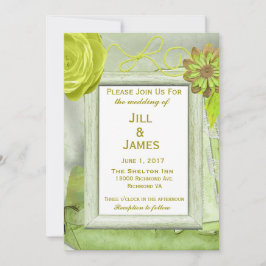 Floral Yellow en Green Wedding Kaart